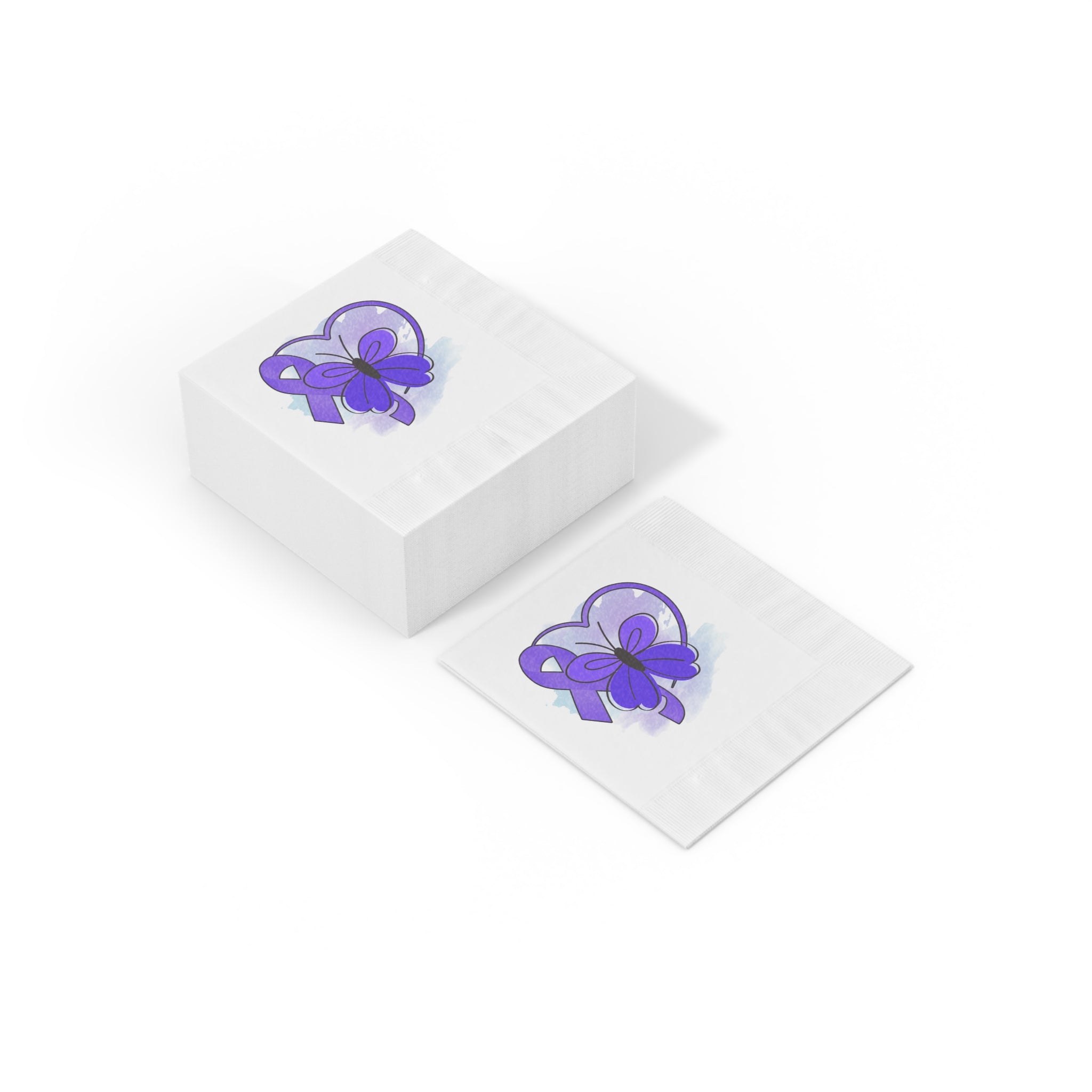 Simple Purple Butterfly Epilepsy Awareness White Coined Napkins - Paper Products, Napkins - EpiAl's Shop