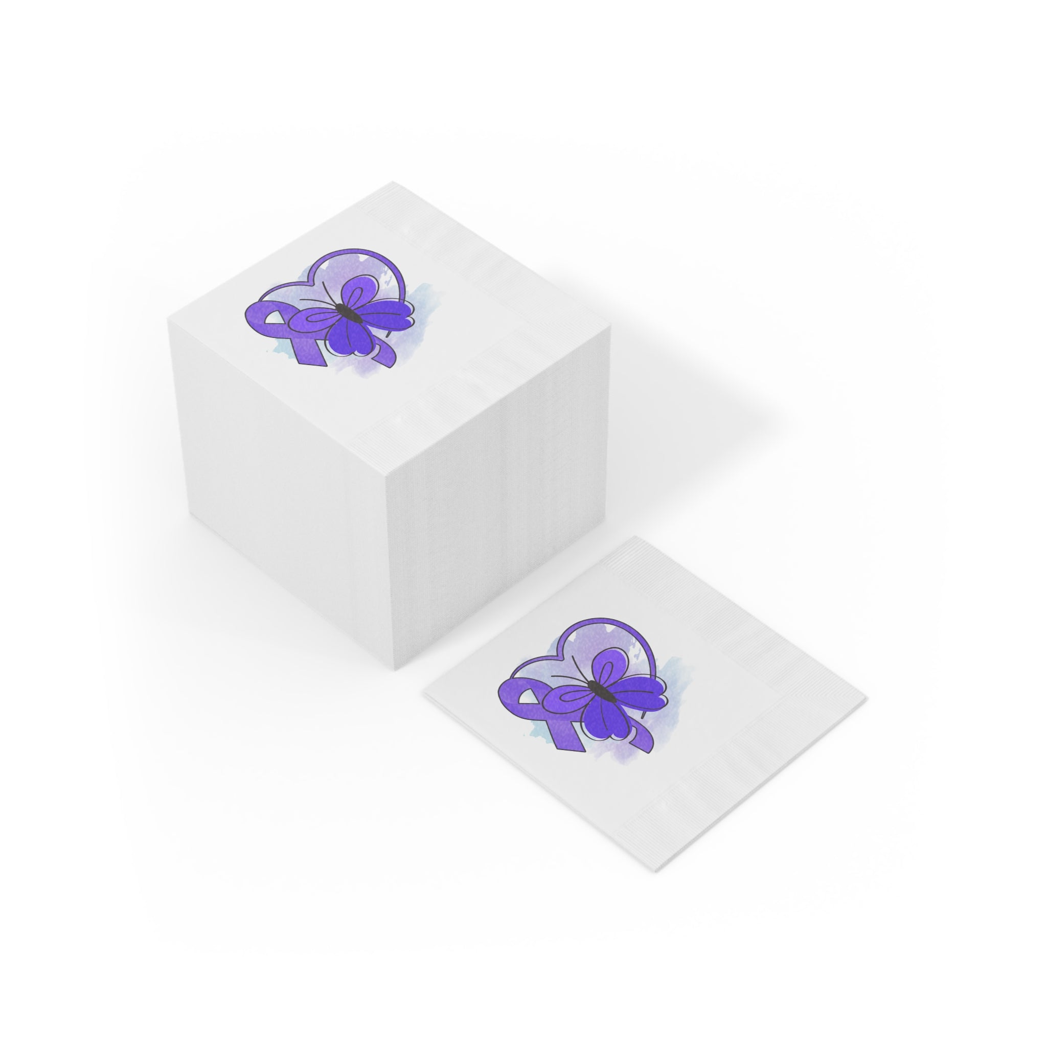 Simple Purple Butterfly Epilepsy Awareness White Coined Napkins - Paper Products, Napkins - EpiAl's Shop