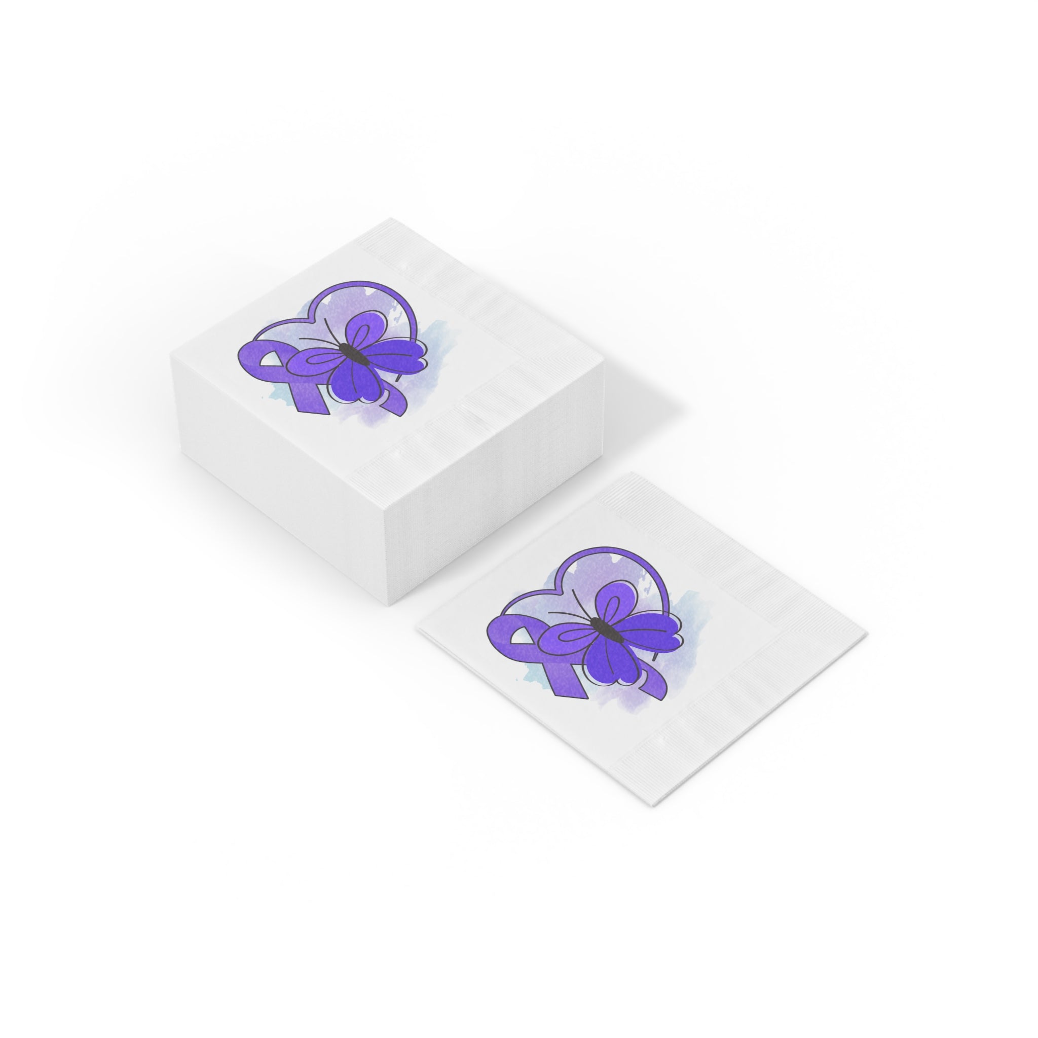 Simple Purple Butterfly Epilepsy Awareness White Coined Napkins - Paper Products, Napkins - EpiAl's Shop