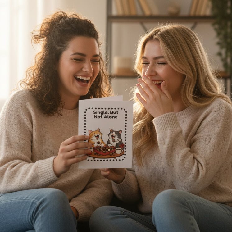 Single, But Not Alone – Funny Cat Valentine’s Day Friendship Card - Paper Products, Greeting Cards - EpiAl's Shop