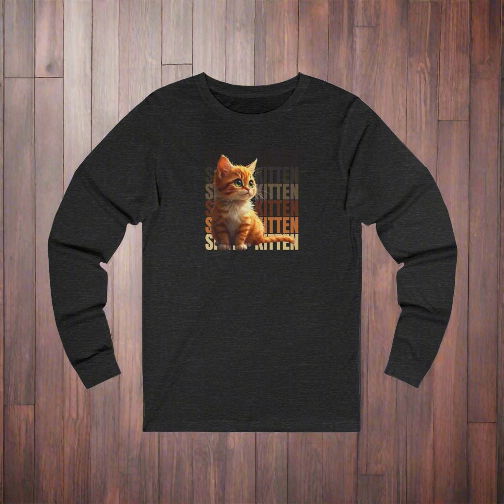 Sittin' Kitten Long Sleeve Cat Lover Tee - Clothing, T-shirts, Long - Sleeve - EpiAl's Shop