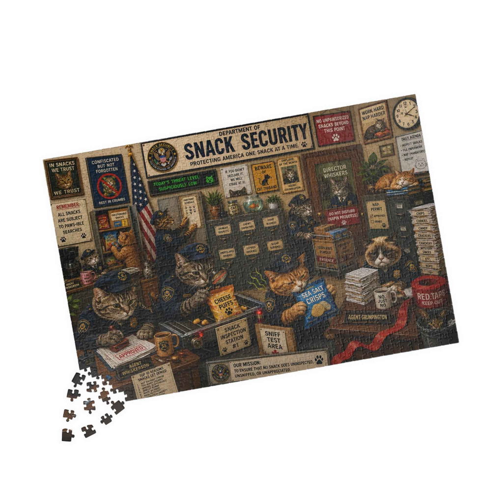 Snack Security Cat Puzzle | 1014 Piece Faux Government Office Jigsaw Puzzle - Toys & Games, Puzzles - EpiAl's Shop