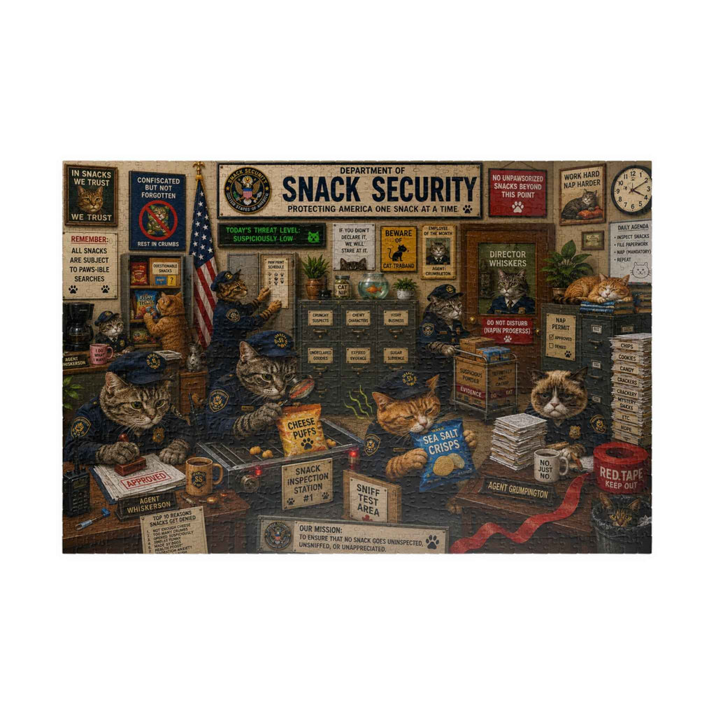 Snack Security Cat Puzzle | 1014 Piece Faux Government Office Jigsaw Puzzle - Toys & Games, Puzzles - EpiAl's Shop