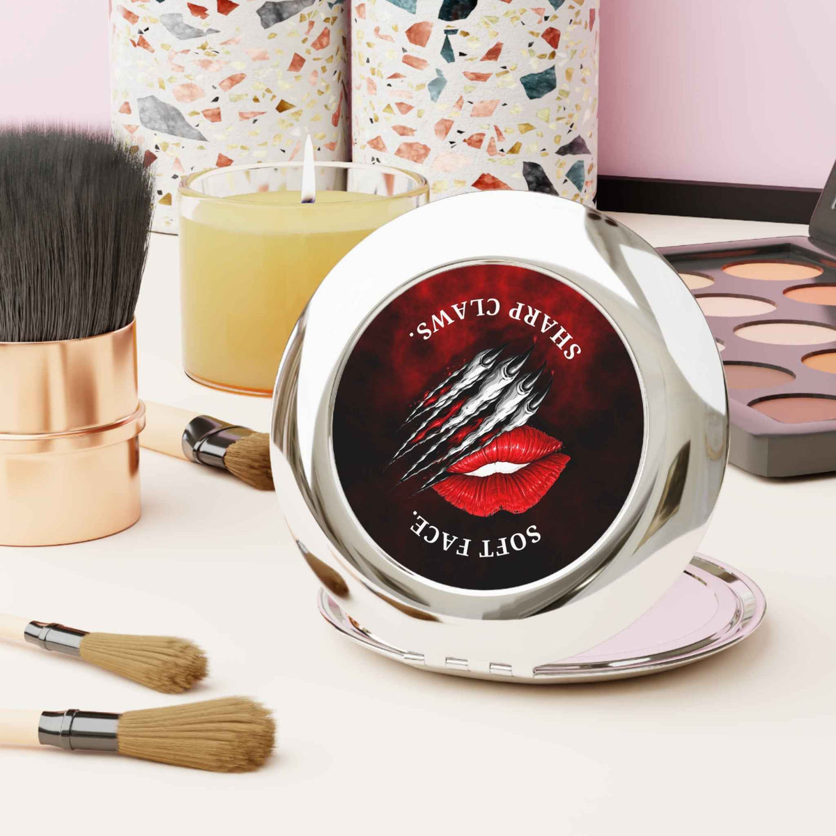 Soft Face, Sharp Claws Compact Mirror – Cute Until It Isn’t - Beauty Accessories, Mirror - EpiAl's Shop