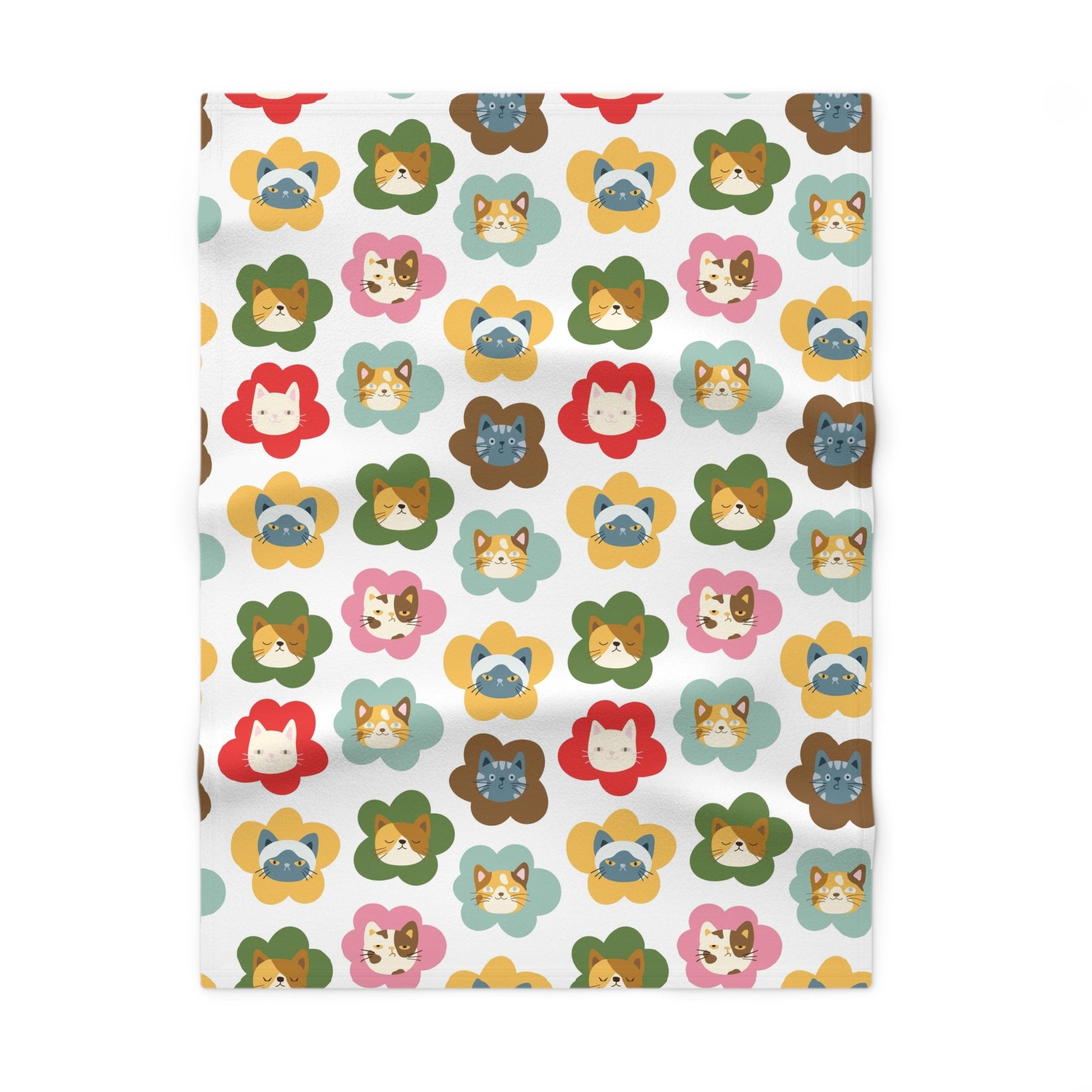Soft Flower Kitties Fleece Baby Blanket - Beds & Blankets - Epileptic Al’s Shop