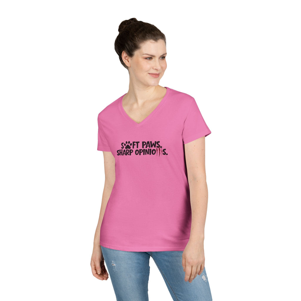 Soft Paws, Sharp Opinions Women’s V-Neck Tee - Clothing, Women, T-Shirts - EpiAl's Shop
