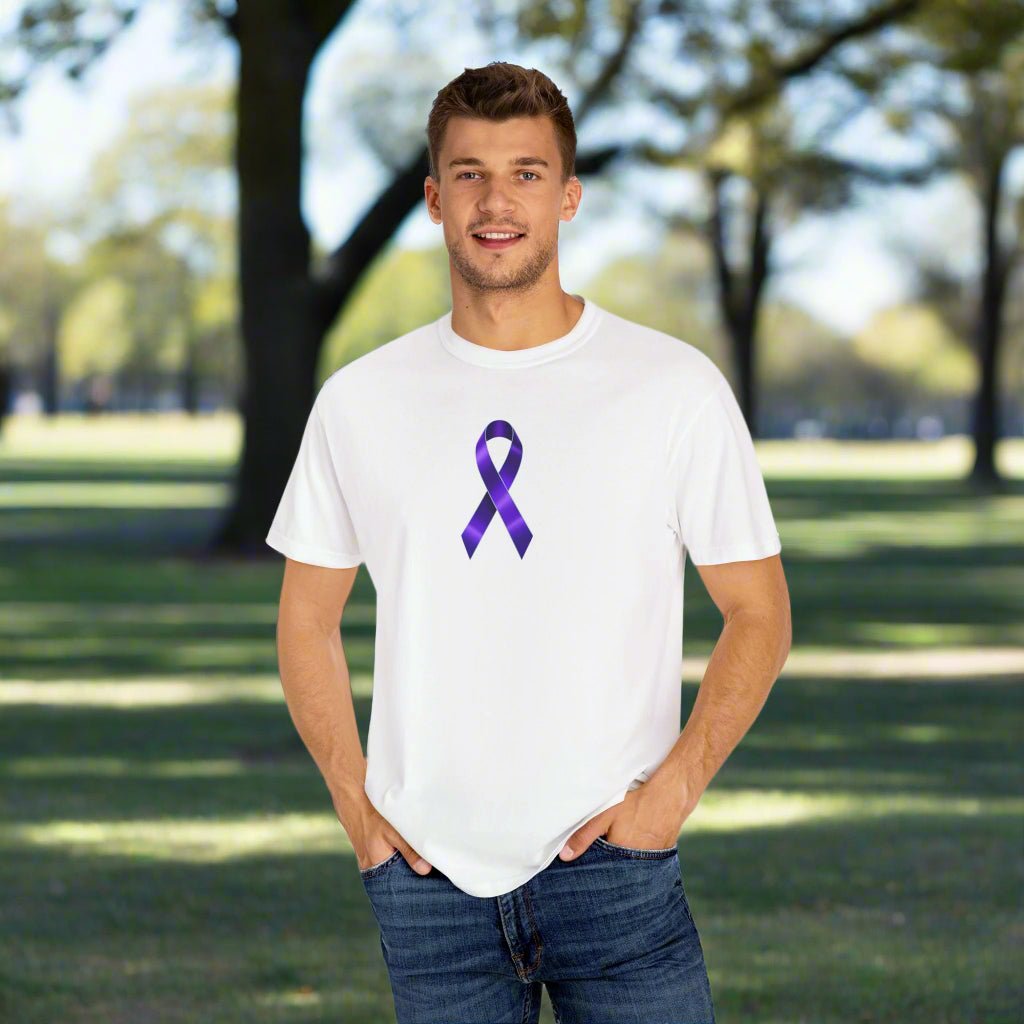 Solitary Purple Ribbon Awareness T-Shirt - Clothing, T-shirts - EpiAl's Shop