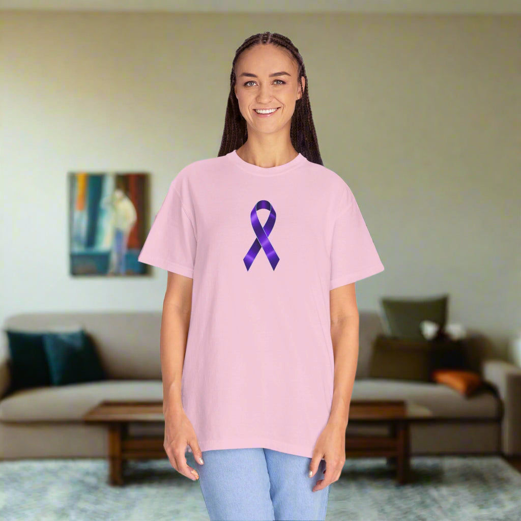 Solitary Purple Ribbon Awareness T-Shirt - Clothing, T-shirts - EpiAl's Shop