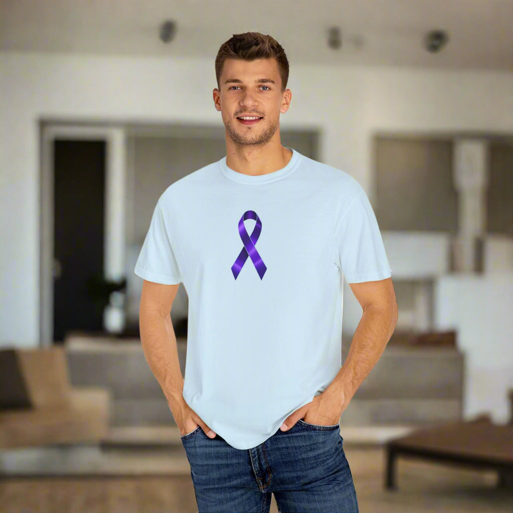 Solitary Purple Ribbon Awareness T-Shirt - Clothing, T-shirts - EpiAl's Shop