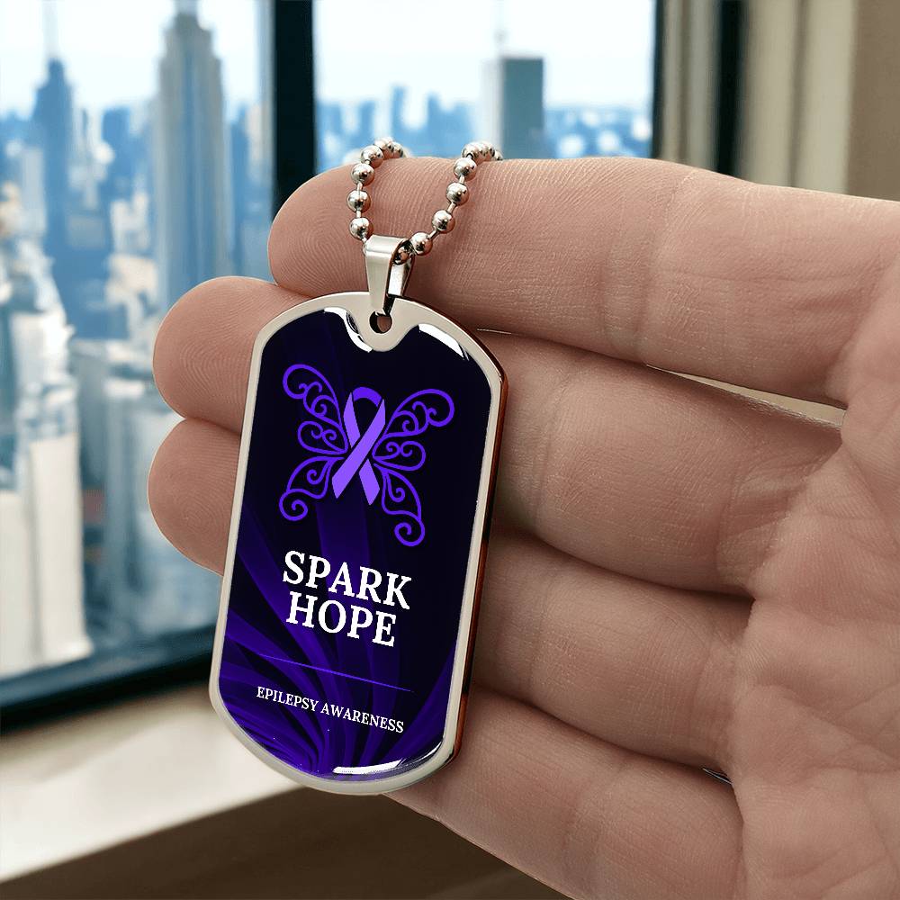 Spark Hope Dog Tag Necklace - Jewelry - Epileptic Al’s Shop