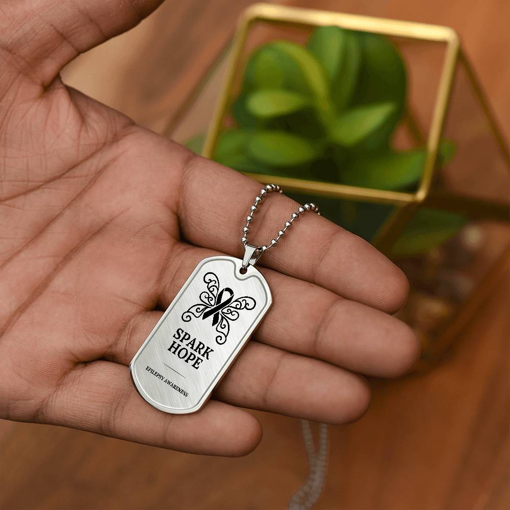 Spark Hope Engraved Dog Tag Necklace - Jewelry - Epileptic Al’s Shop