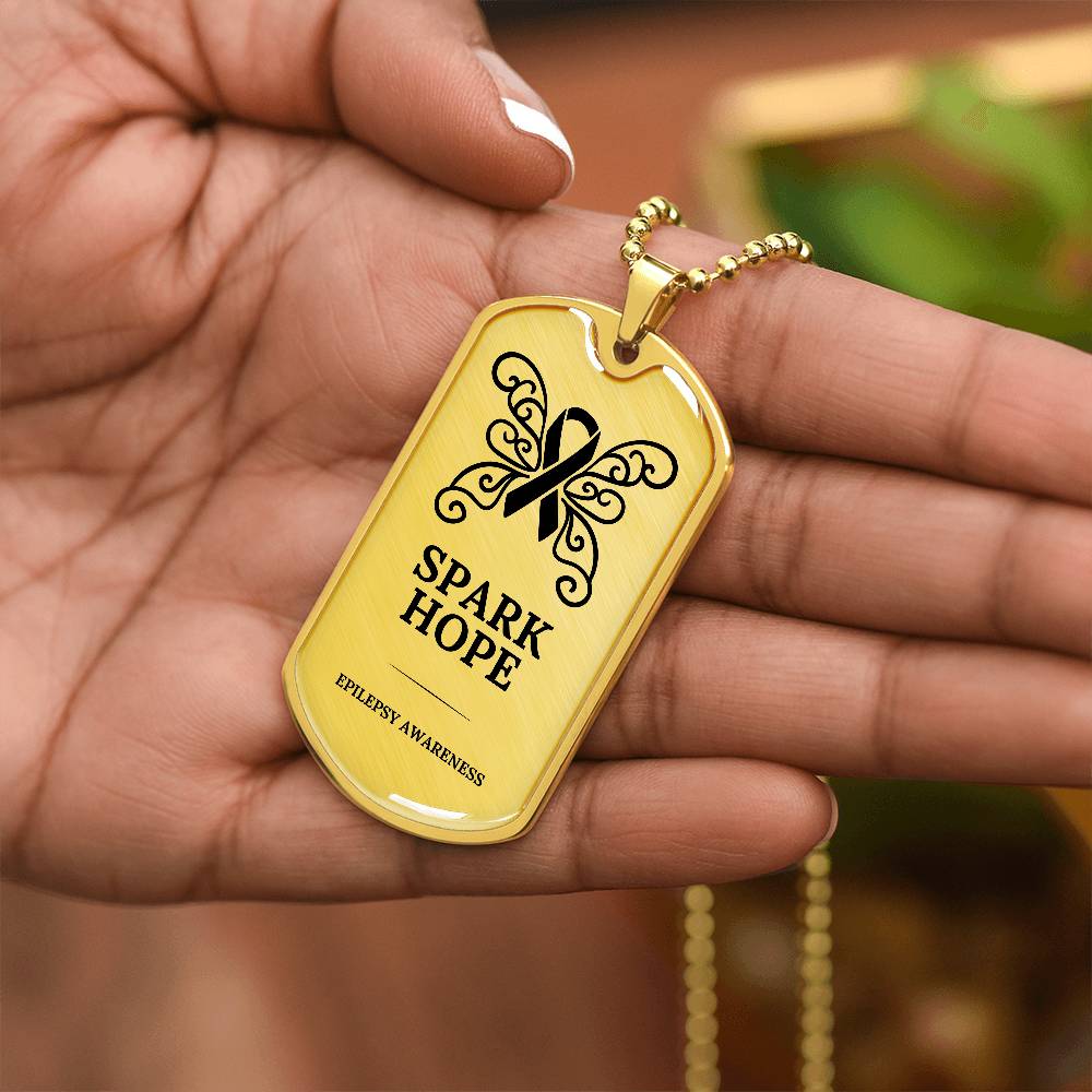 Spark Hope Engraved Dog Tag Necklace - Jewelry - Epileptic Al’s Shop