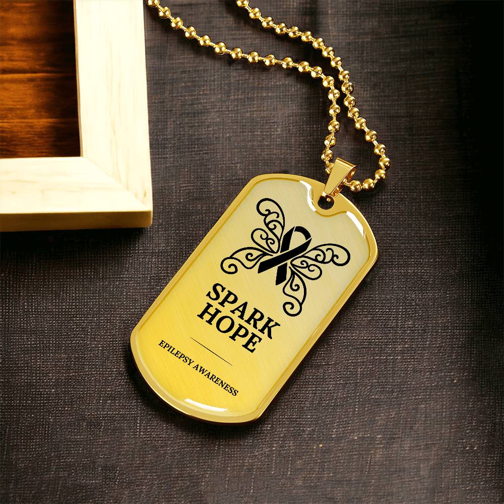 Spark Hope Engraved Dog Tag Necklace - Jewelry - Epileptic Al’s Shop