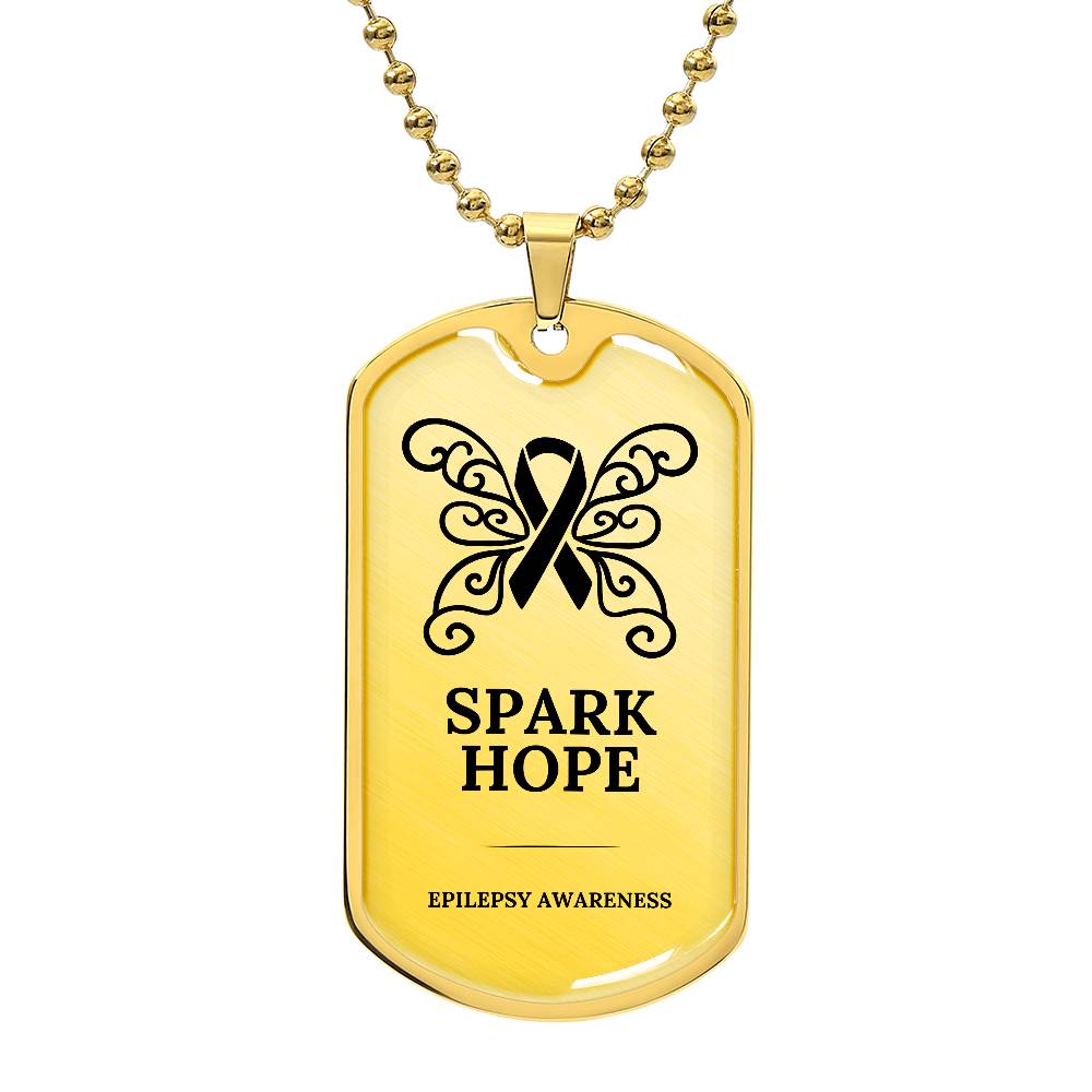 Spark Hope Engraved Dog Tag Necklace - Jewelry - Epileptic Al’s Shop