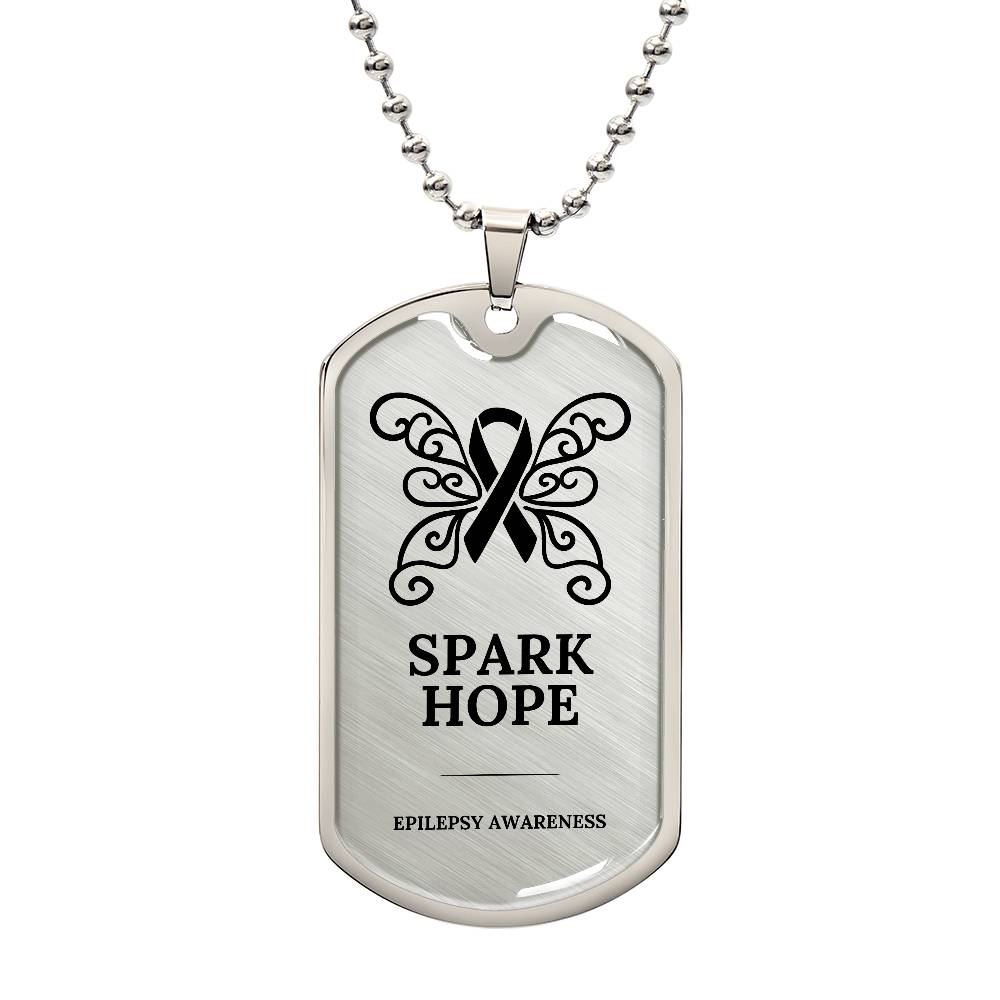 Spark Hope Engraved Dog Tag Necklace - Jewelry - Epileptic Al’s Shop