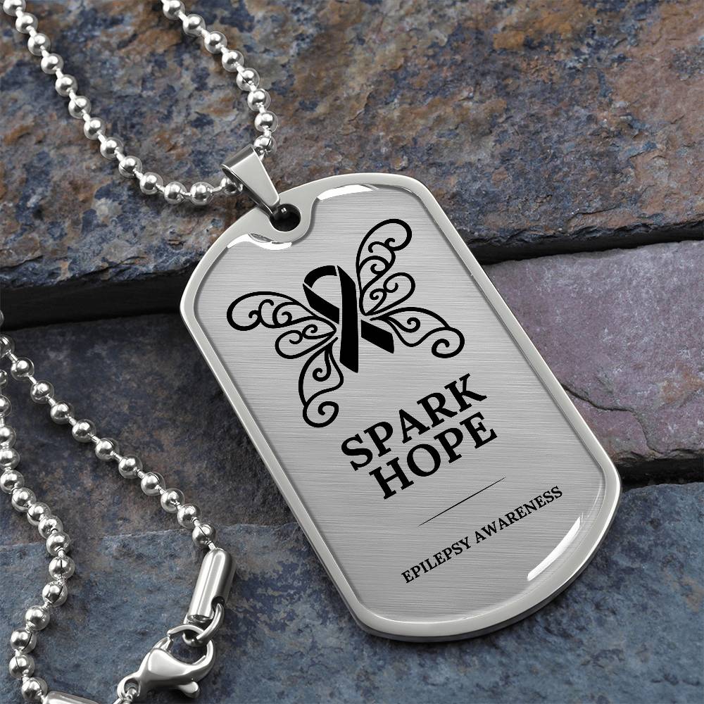 Spark Hope Engraved Dog Tag Necklace - Jewelry - Epileptic Al’s Shop