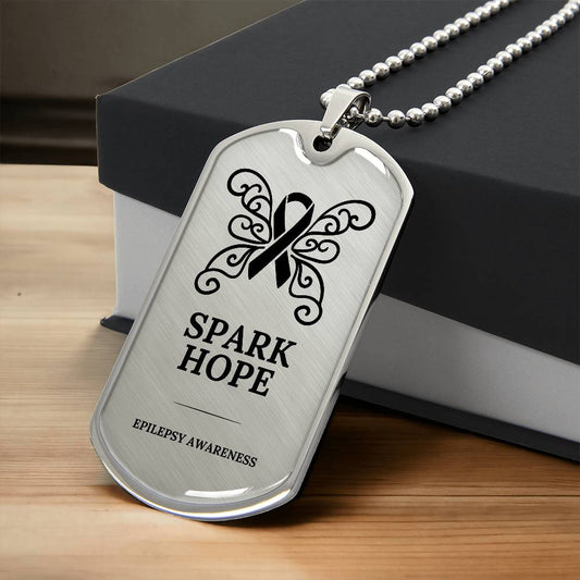 Spark Hope Engraved Dog Tag Necklace - Jewelry - Epileptic Al’s Shop