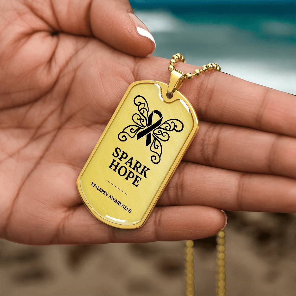 Spark Hope Engraved Dog Tag Necklace - Jewelry - Epileptic Al’s Shop