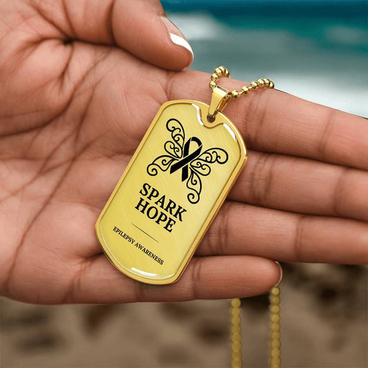 Spark Hope Engraved Dog Tag Necklace - Jewelry - Epileptic Al’s Shop