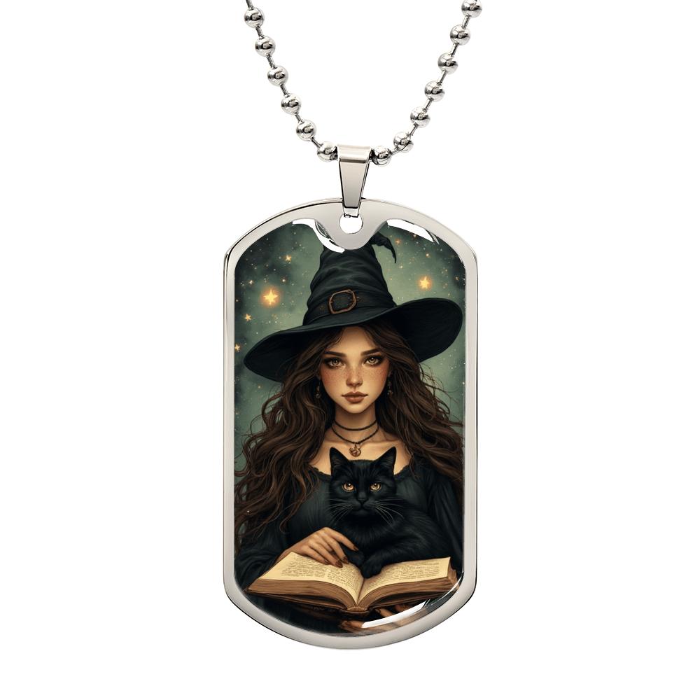 Spellbinding Witch with Black Cat Necklace - Jewelry, Necklaces - EpiAl's Shop