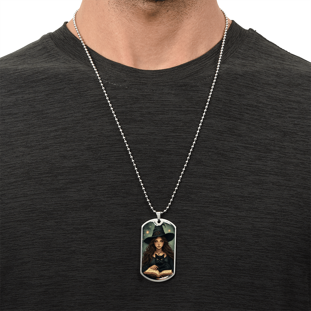 Spellbinding Witch with Black Cat Necklace - Jewelry, Necklaces - EpiAl's Shop