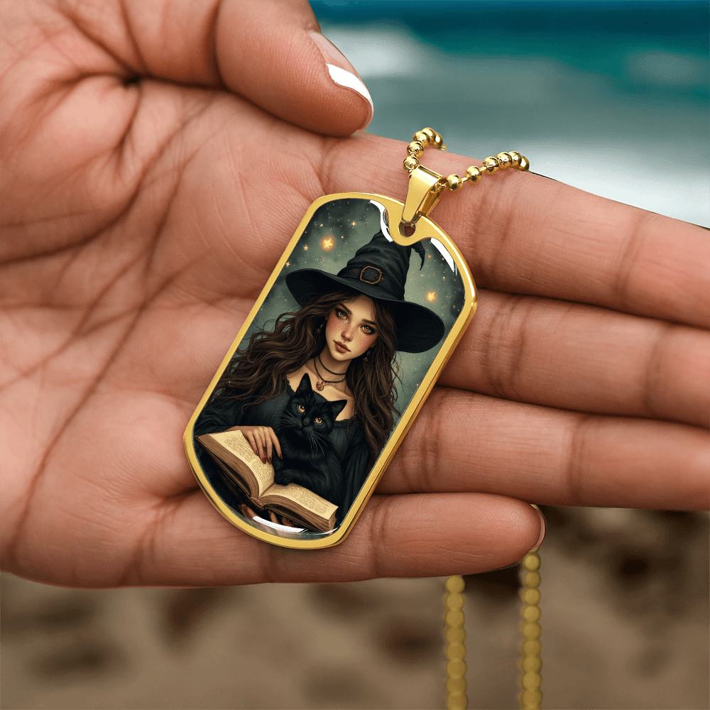 Spellbinding Witch with Black Cat Necklace - Jewelry, Necklaces - EpiAl's Shop