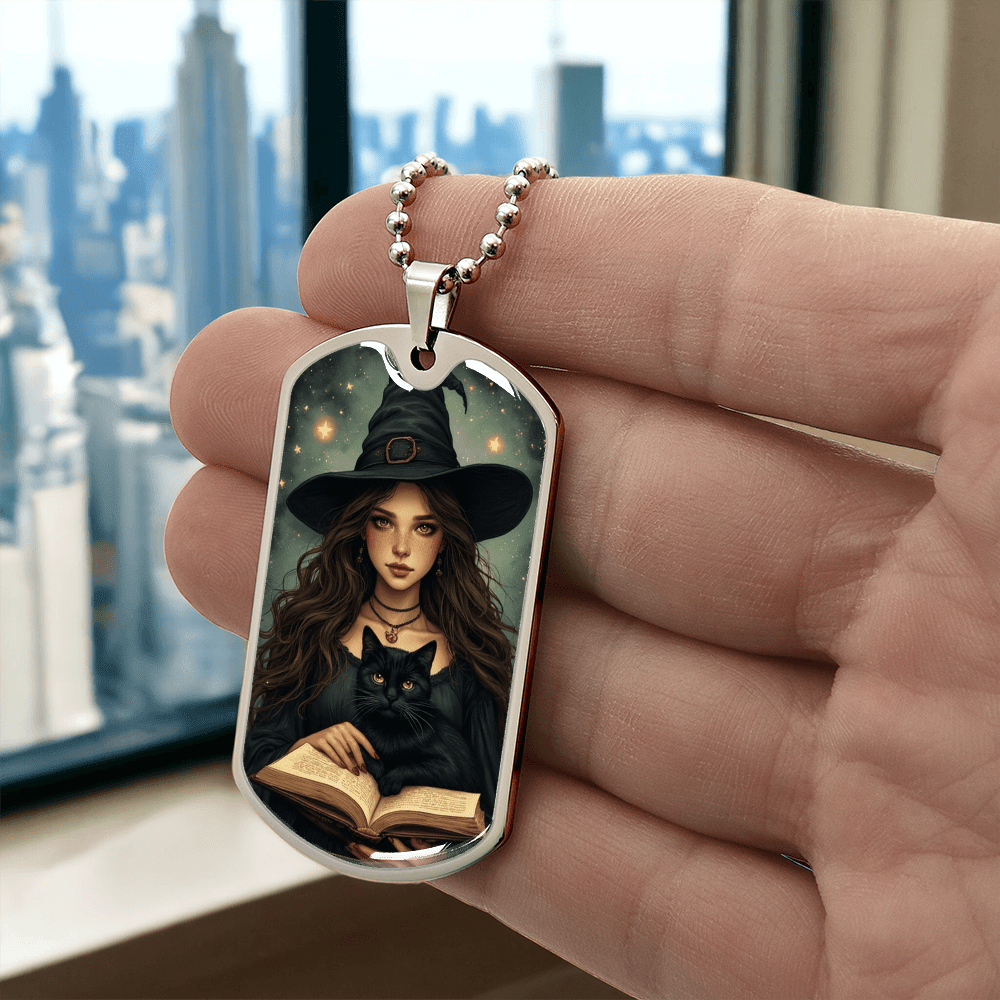 Spellbinding Witch with Black Cat Necklace - Jewelry, Necklaces - EpiAl's Shop
