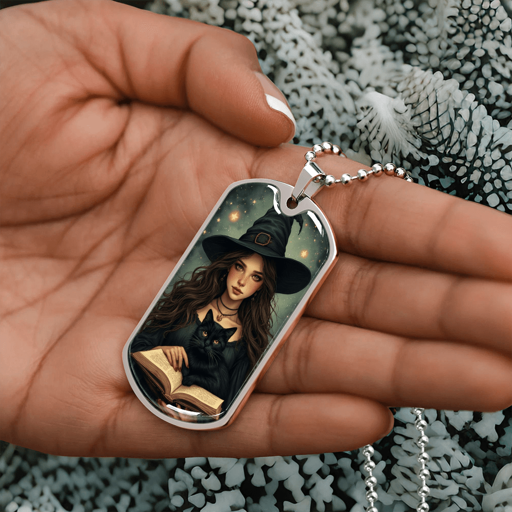 Spellbinding Witch with Black Cat Necklace - Jewelry, Necklaces - EpiAl's Shop