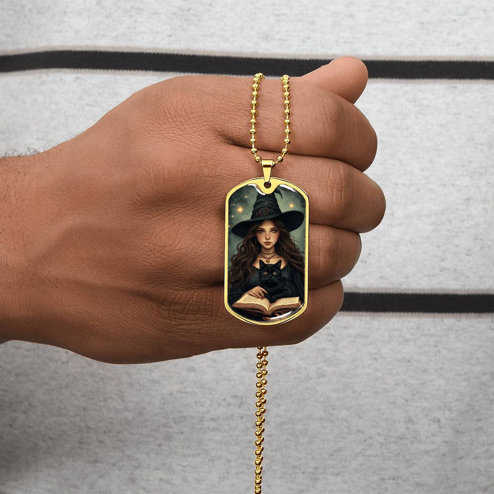 Spellbinding Witch with Black Cat Necklace - Jewelry, Necklaces - EpiAl's Shop