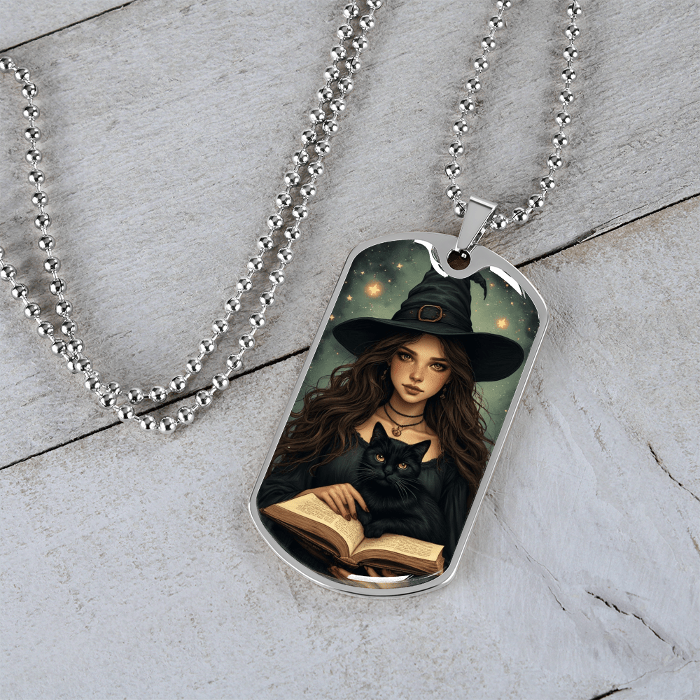 Spellbinding Witch with Black Cat Necklace - Jewelry, Necklaces - EpiAl's Shop