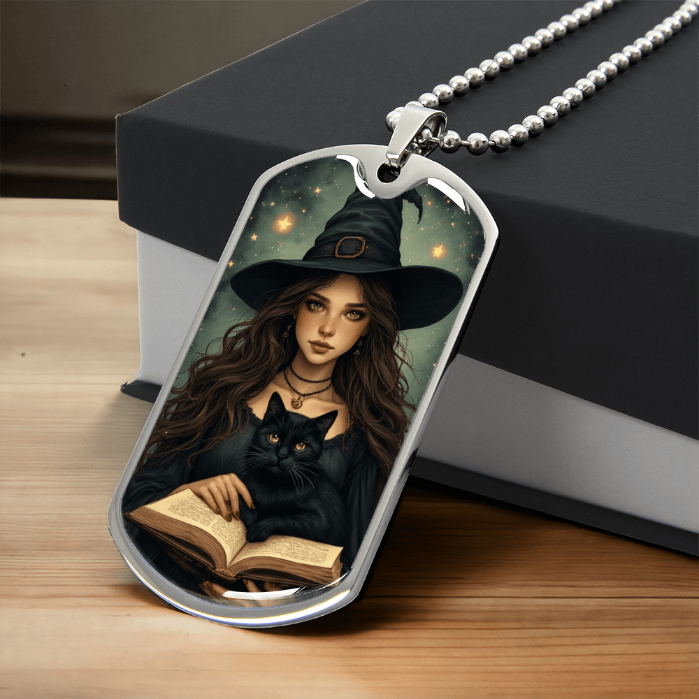 Spellbinding Witch with Black Cat Necklace - Jewelry, Necklaces - EpiAl's Shop