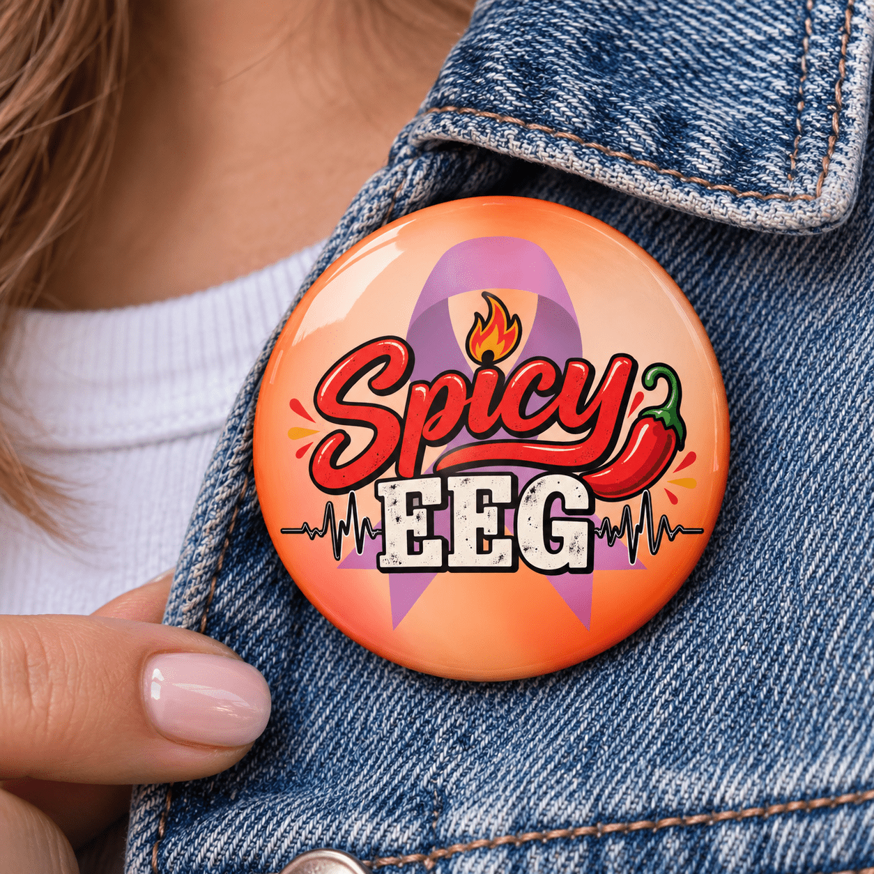 Spicy EEG Epilepsy Awareness Pin Button | Funny Neurology Humor Pin - Buttons, Pinback - EpiAl's Shop