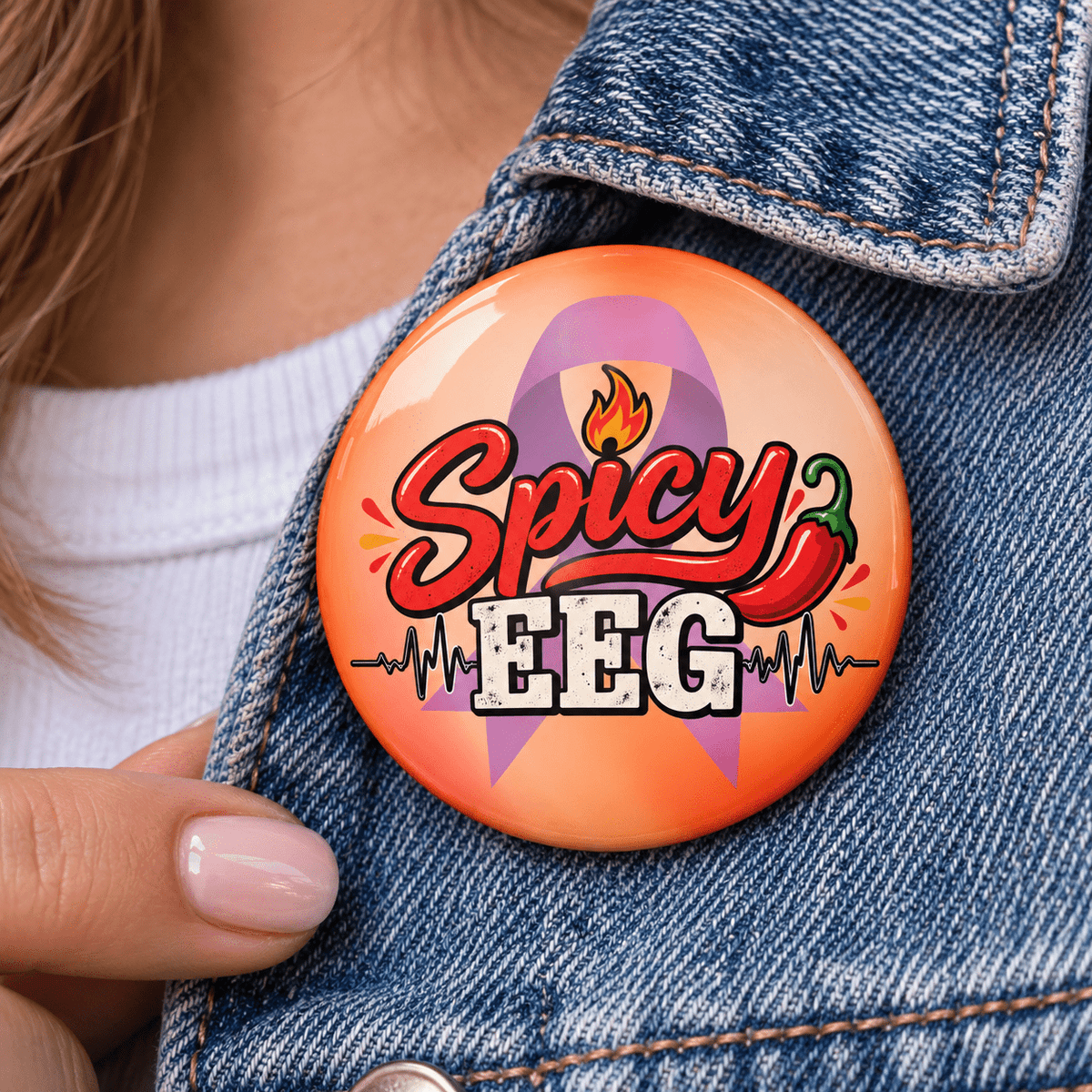 Spicy EEG Epilepsy Awareness Pin Button | Funny Neurology Humor Pin - Buttons, Pinback - EpiAl's Shop