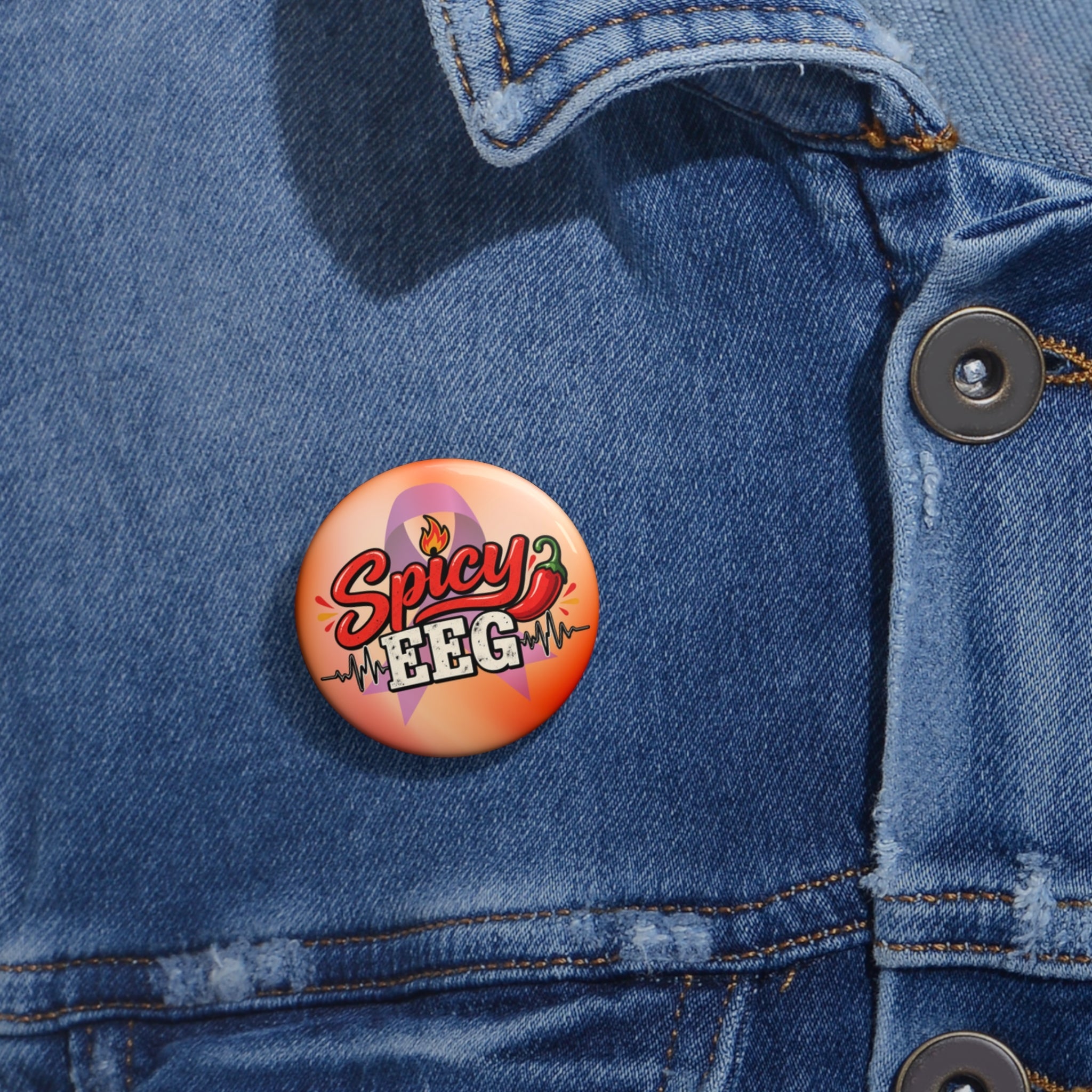 Spicy EEG Epilepsy Awareness Pin Button | Funny Neurology Humor Pin - Buttons, Pinback - EpiAl's Shop