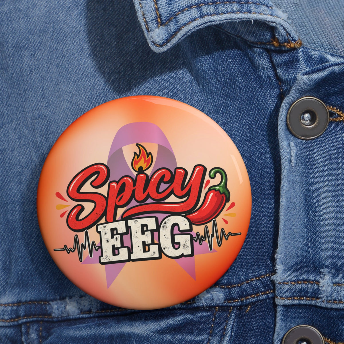 Spicy EEG Epilepsy Awareness Pin Button | Funny Neurology Humor Pin - Buttons, Pinback - EpiAl's Shop