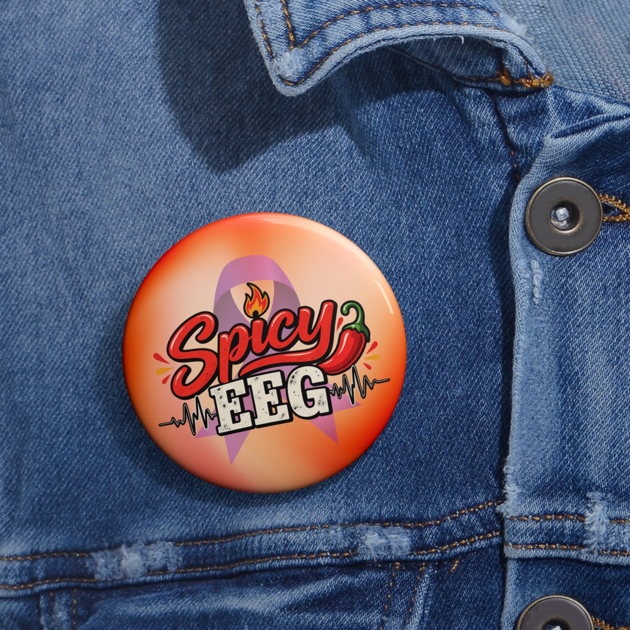 Spicy EEG Epilepsy Awareness Pin Button | Funny Neurology Humor Pin - Buttons, Pinback - EpiAl's Shop