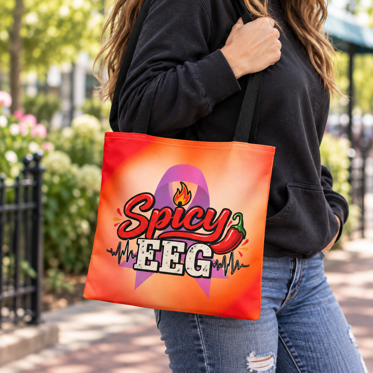 Spicy EEG Epilepsy Awareness Tote Bag | Funny Seizure Warrior Carryall - Bags, Tote - EpiAl's Shop