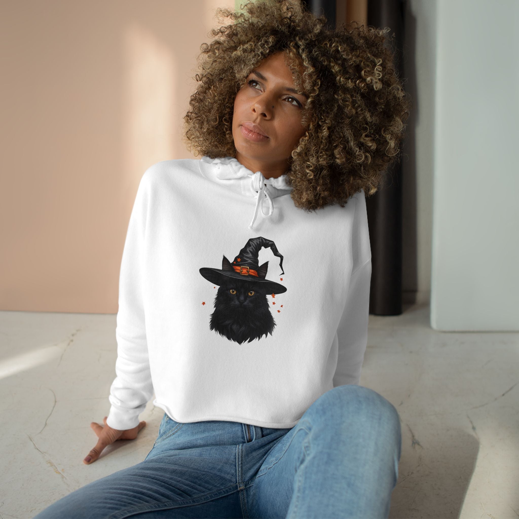 Spooky Cat Crop Hoodie for Women - Clothing, Hoodies - EpiAl's Shop