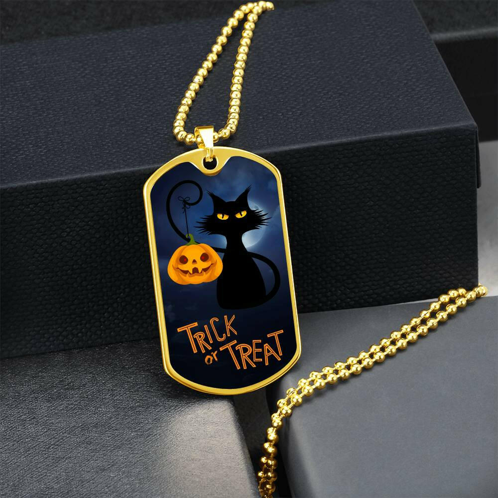 Spooky Kitty Dog Tag Necklace - Jewelry - Epileptic Al’s Shop