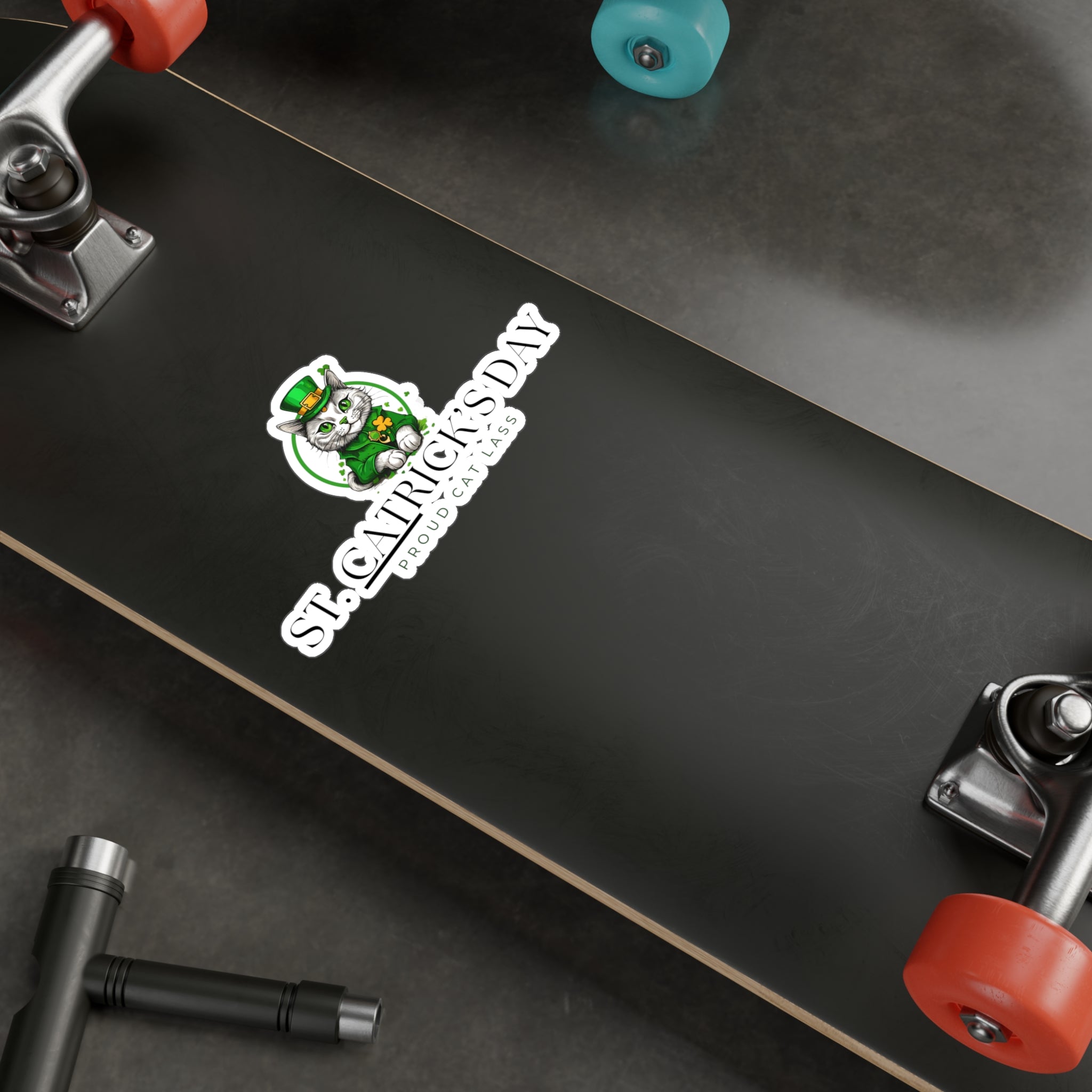 St. Catrick's Day Cat Decal - Proud Cat Lass Vinyl Sticker - Paper Products, Stickers - EpiAl's Shop