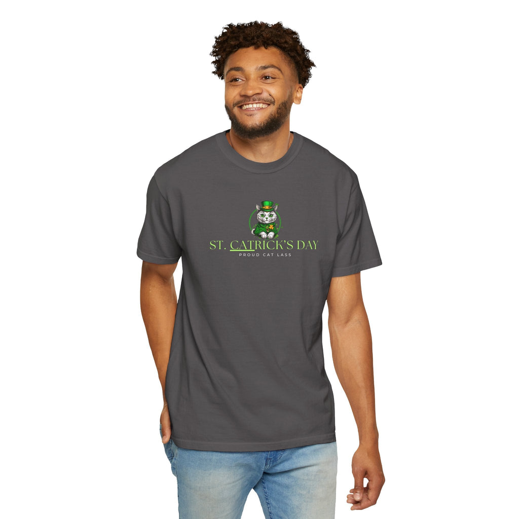 St. Patrick's Day Cat T-Shirt - Unisex Garment - Dyed Tee for Cat Lovers - Clothing, T-shirts - EpiAl's Shop