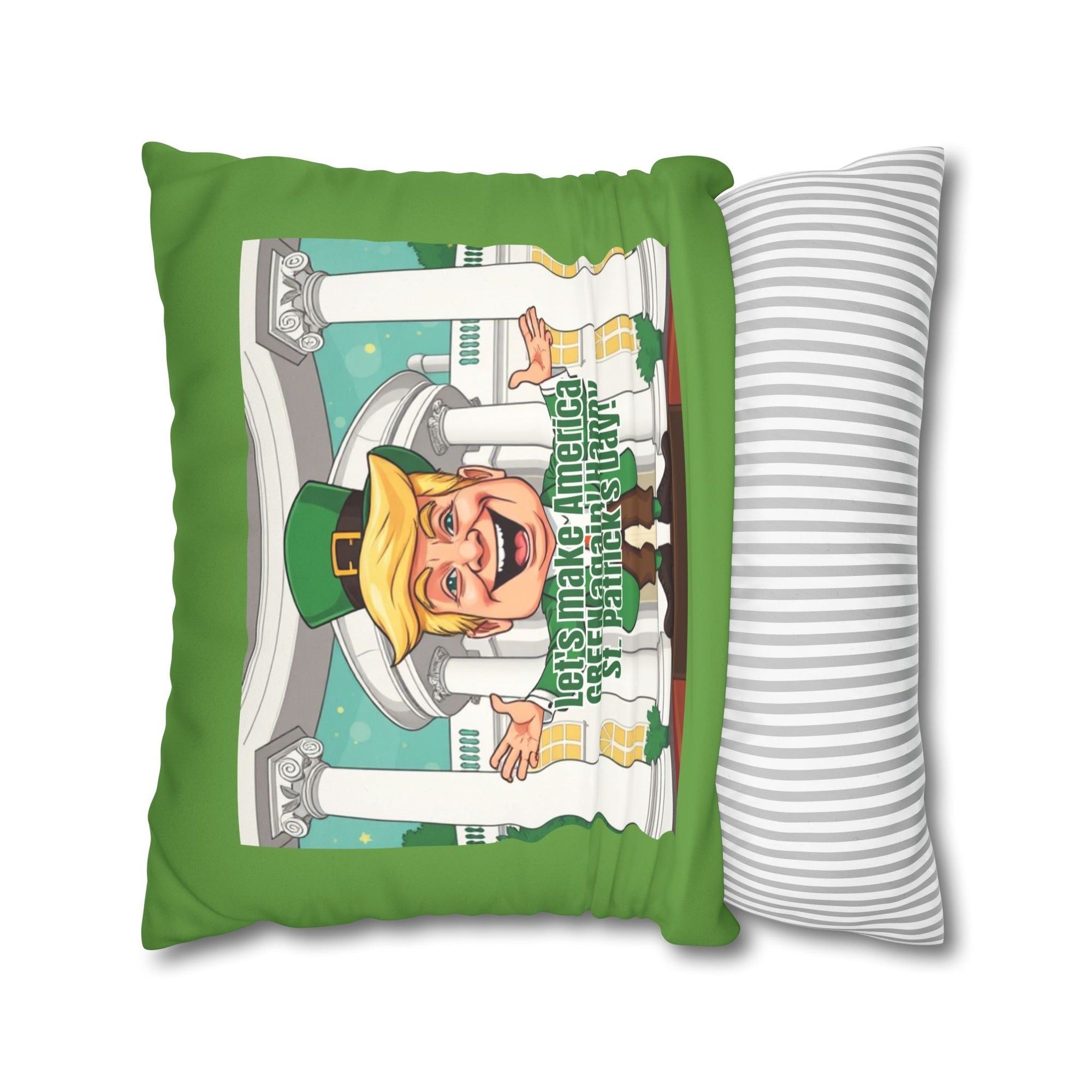 St. Patrick's Day Faux Suede Pillowcase - 'Let's Make America Green Again!' - Decor, Home, Pillows - EpiAl's Shop