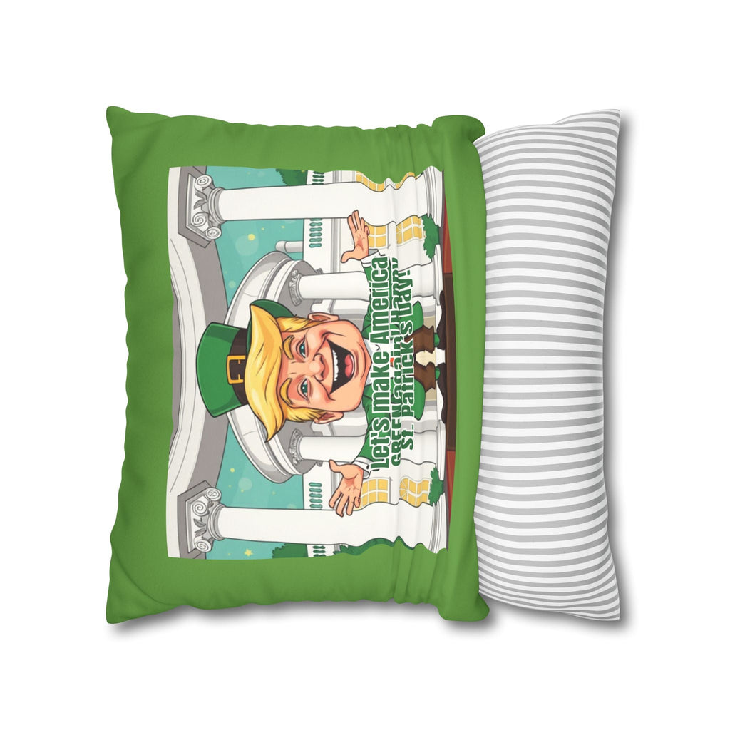St. Patrick's Day Faux Suede Pillowcase - 'Let's Make America Green Again!' - Decor, Home, Pillows - EpiAl's Shop