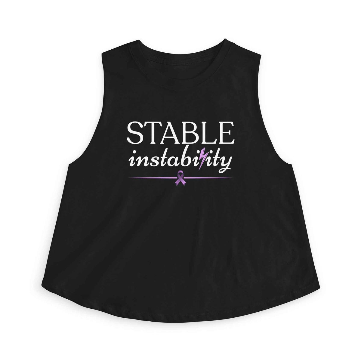 Stable Instability Epilepsy Awareness Crop Tank – Purple Ribbon Minimalist Crop Top - Clothing, Women, T-Shirts, Cropped - EpiAl's Shop