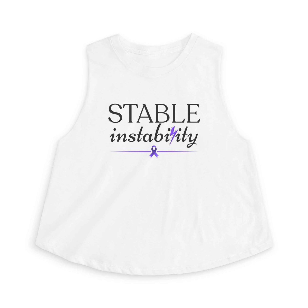 Stable Instability Epilepsy Awareness Crop Tank – Purple Ribbon Minimalist Crop Top - Clothing, Women, T-Shirts, Cropped - EpiAl's Shop