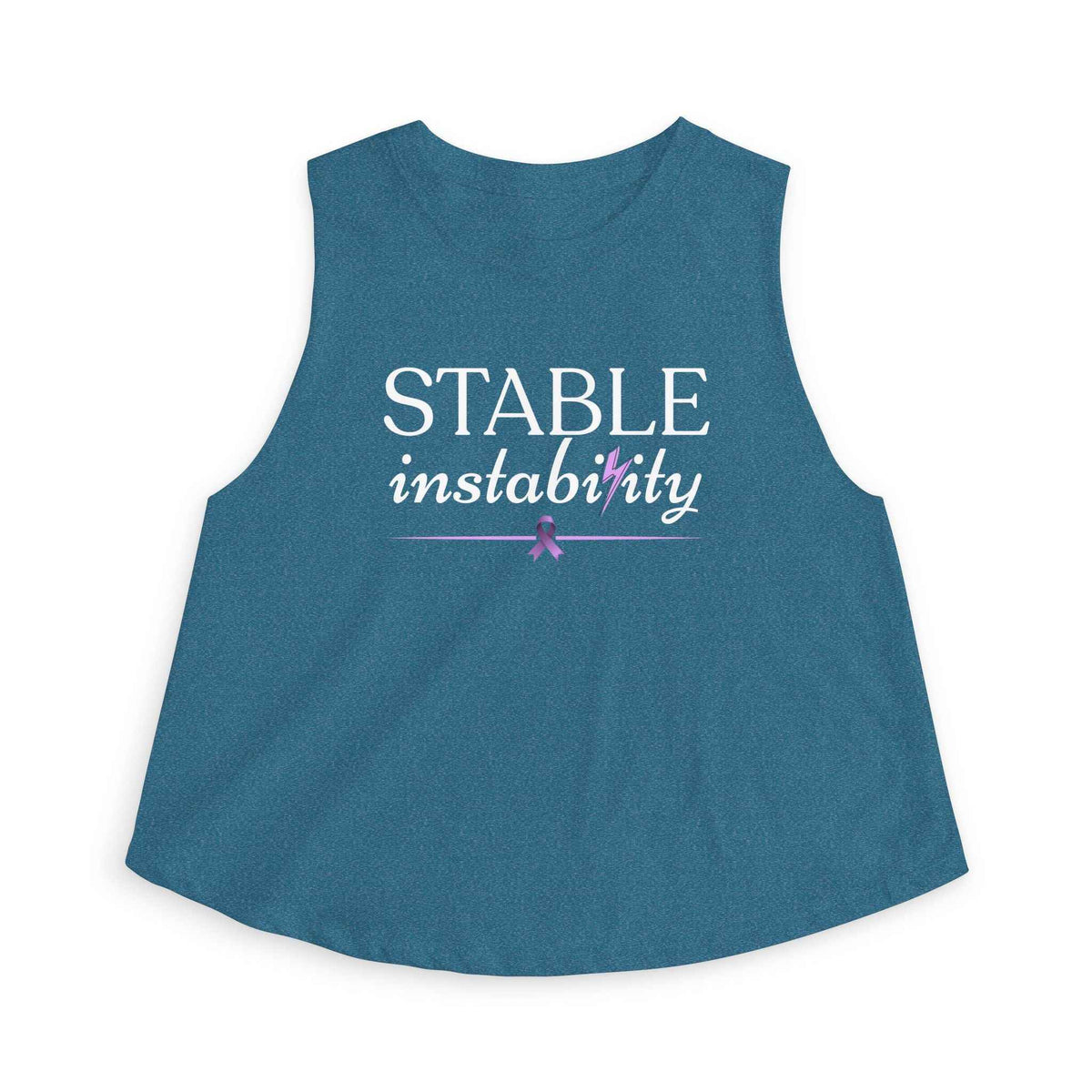 Stable Instability Epilepsy Awareness Crop Tank – Purple Ribbon Minimalist Crop Top - Clothing, Women, T-Shirts, Cropped - EpiAl's Shop