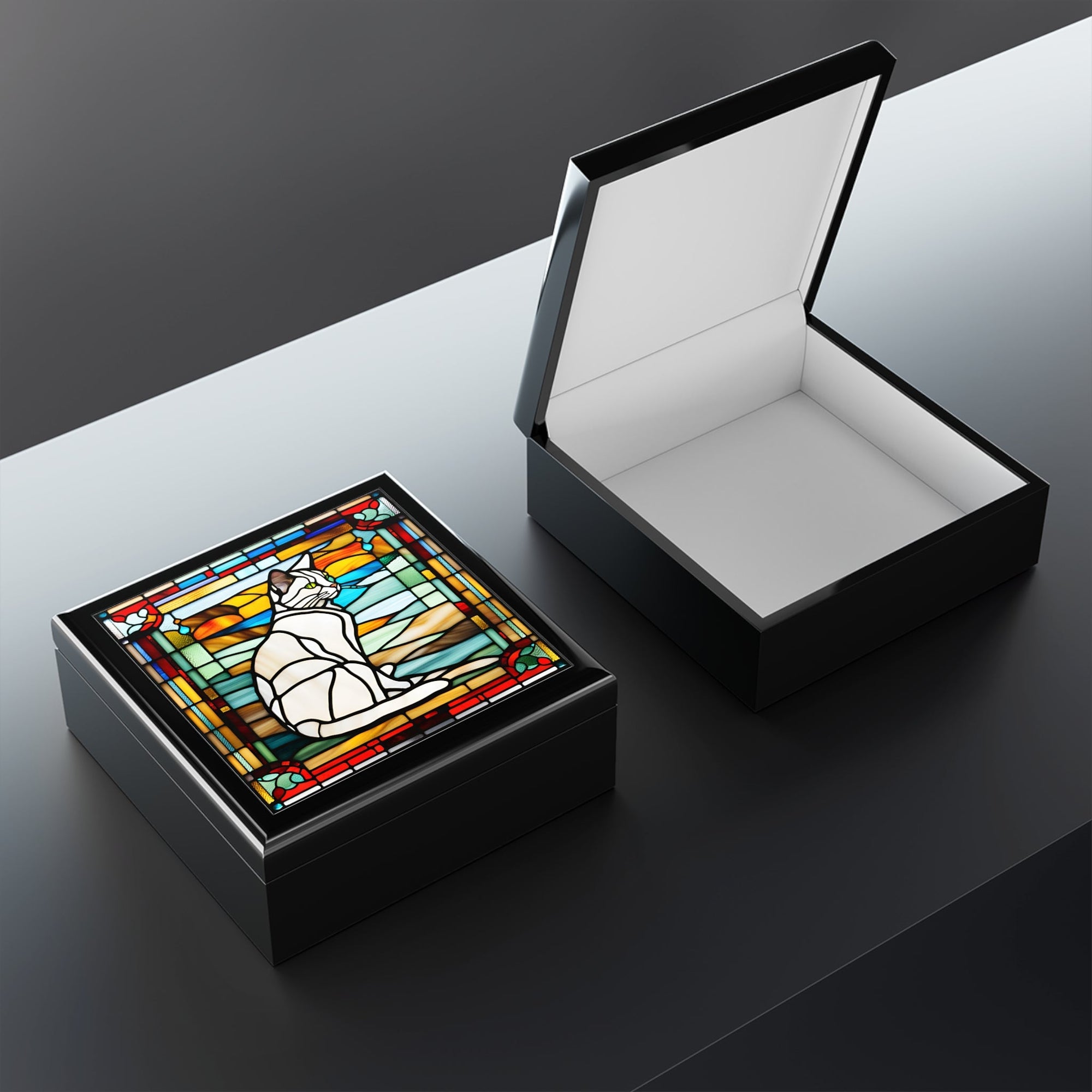 Stain Glass Kitty Jewelry Box - Home Decor - Epileptic Al’s Shop