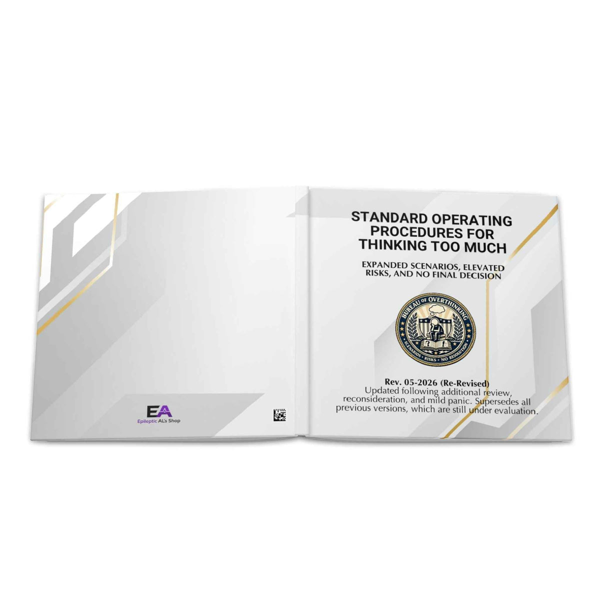 Standard Operating Procedures for Thinking Too Much - Hardcover Parody Manual - Books, Hardcover - EpiAl's Shop