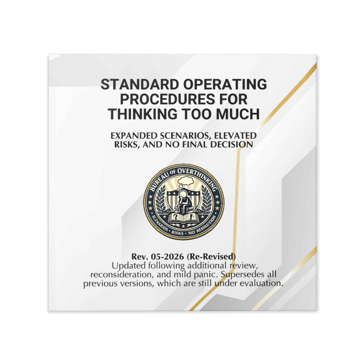 Standard Operating Procedures for Thinking Too Much - Hardcover Parody Manual - Books, Hardcover - EpiAl's Shop