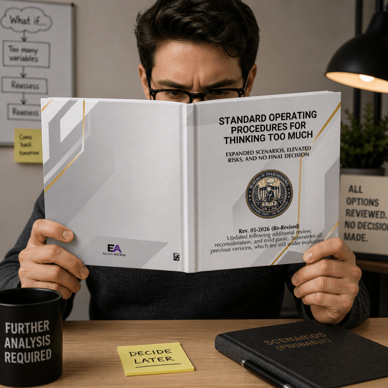 Standard Operating Procedures for Thinking Too Much - Hardcover Parody Manual - Books, Hardcover - EpiAl's Shop